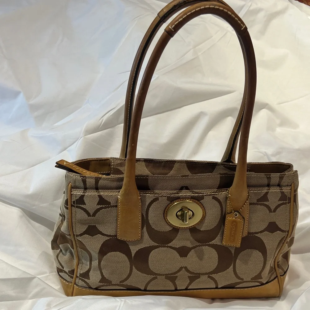 Coach Brown and Tan Shoulder Bag - Picture 1 of 8